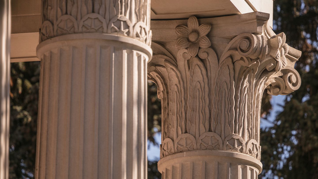 Enticing photo of marble on the exterior of a building at Central Washington University.
