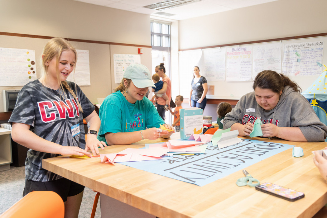 Students working together in the classroom.