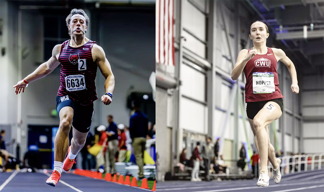 CWU track athletes Colton Magruder and Elise Hopper compete in New Mexico.