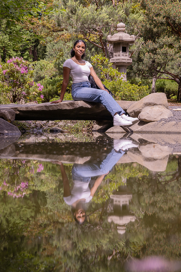 Diana Schneider poses in the Japanese Garden