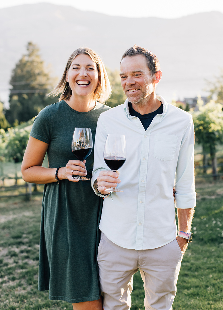 Lacey and Charlie Lybecker enjoy a glass of wine at Cairdeas Winery