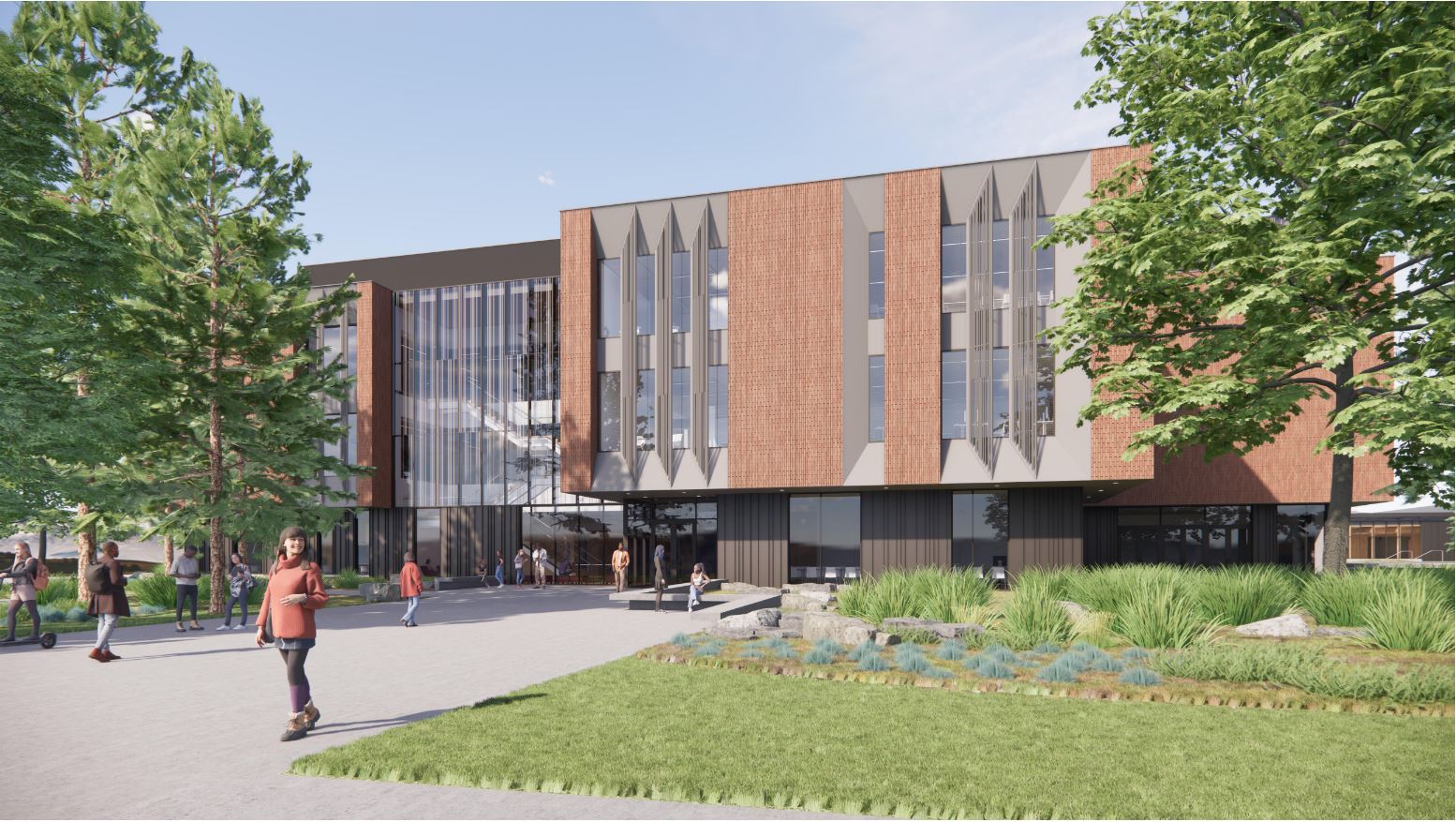 Digital rendering of exterior of north academic commons