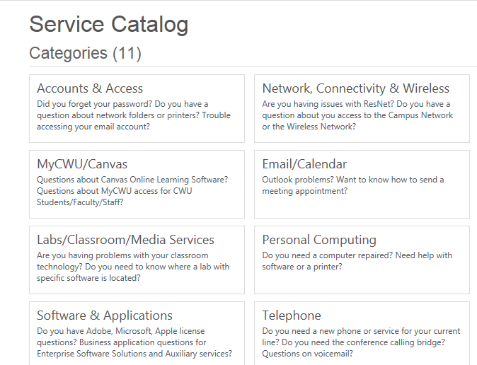 various types of service request