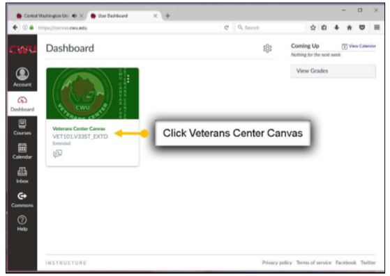 Click veterans center course in canvas.