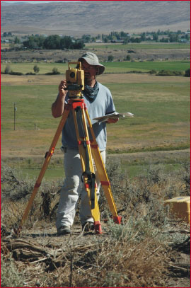 Student Ryan Murphy operating total station