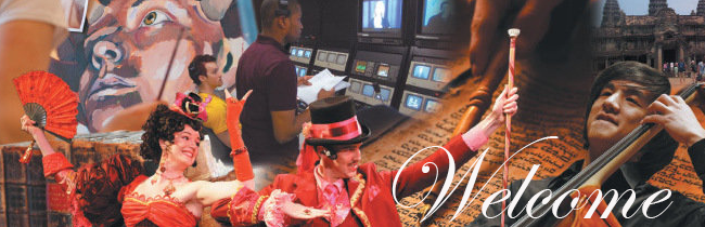 Various artists including musicians and dancers performing.