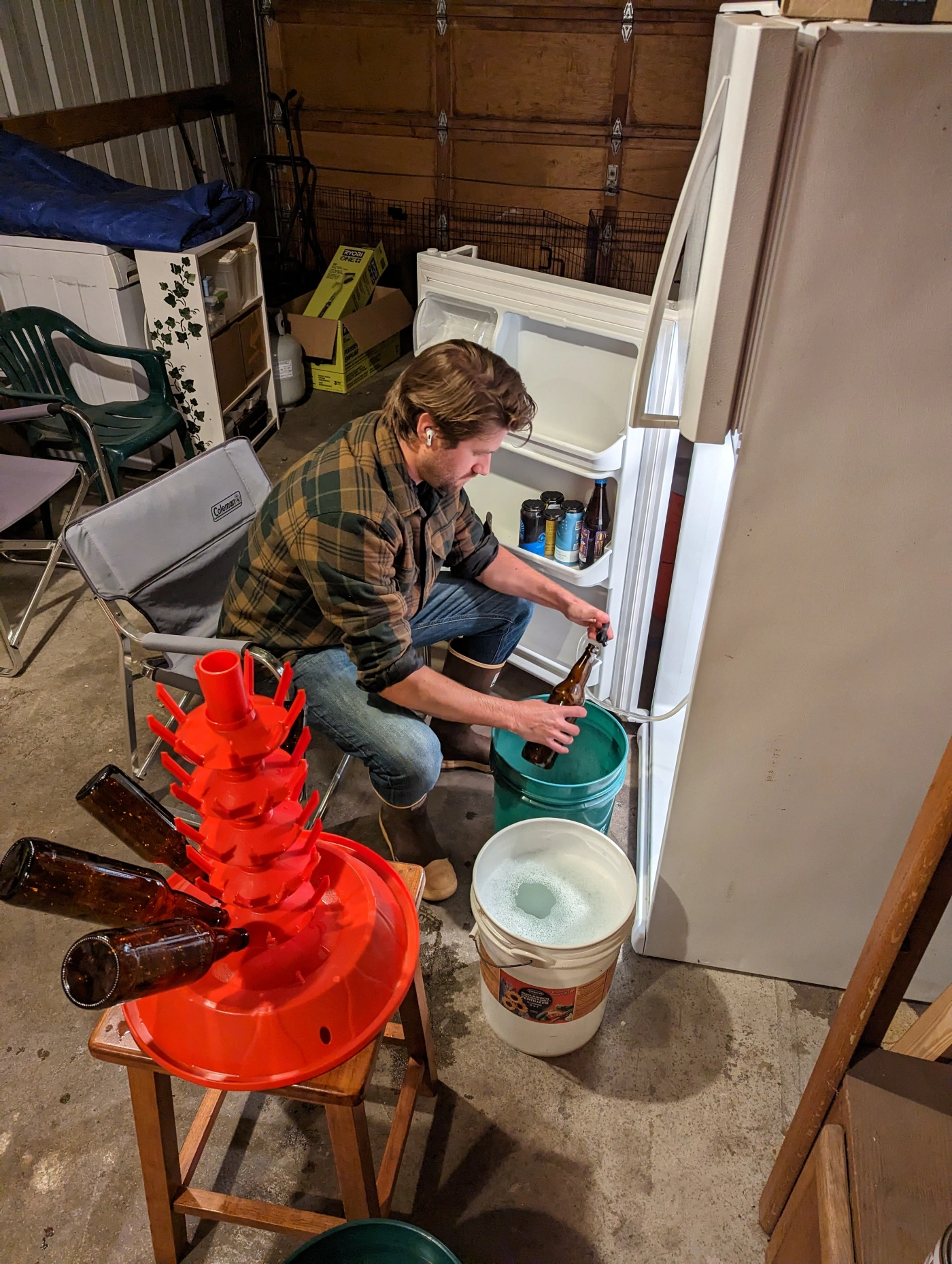 Student filling bottles