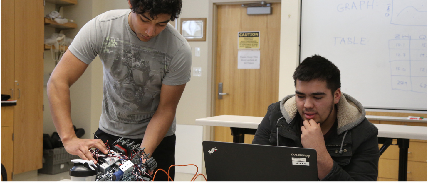 Two students working on a project in ITM. 