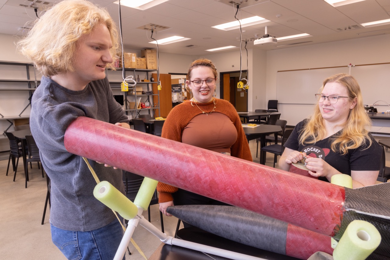 Students preparing for the rocket club