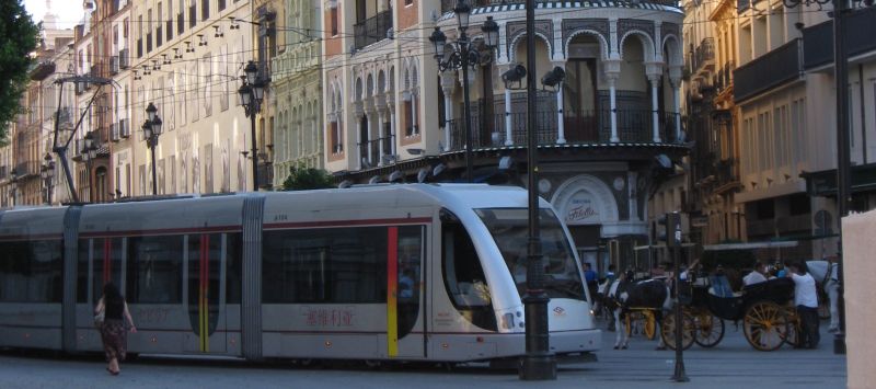 Modern street car in a Spanish city