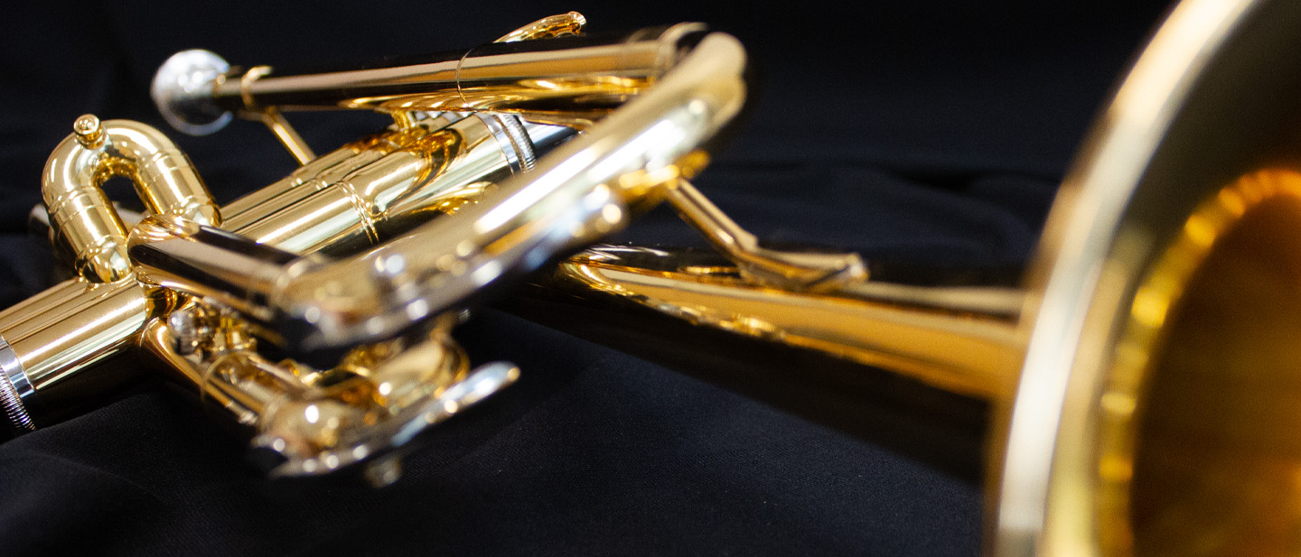 Closeup image of a trumpet.