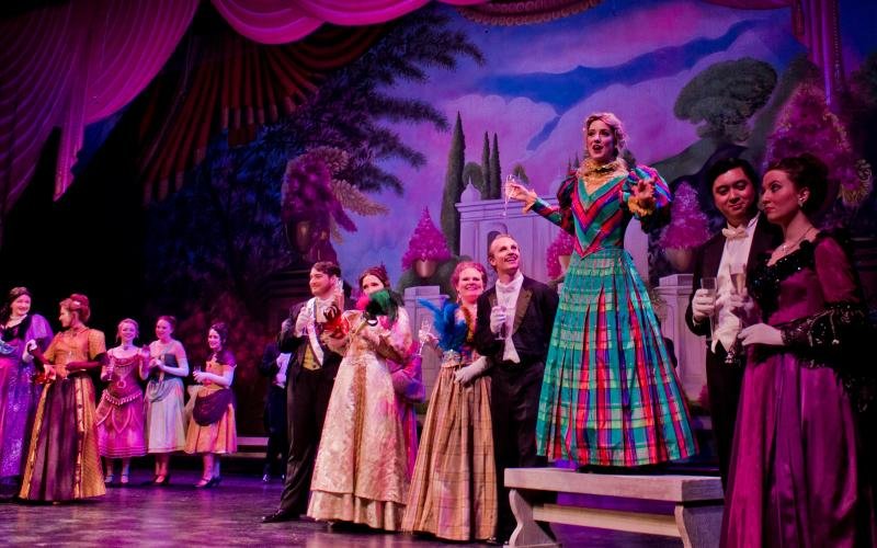 Several actors on stage in the opera Die Fledermaus, performed at Yakima's Capitol Theatre.