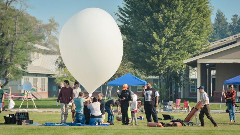 The eclipse festival. There is a giant white balloon