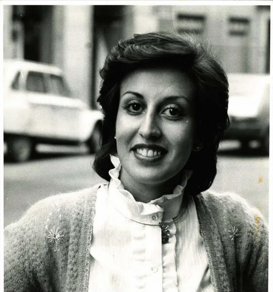 Black and white picture of Stella in the 1980's.