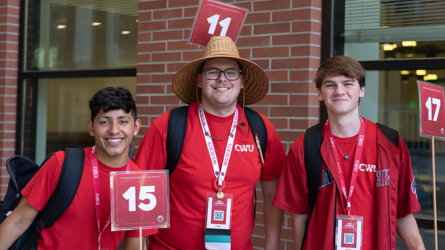 Three orientation leaders posing for a photo