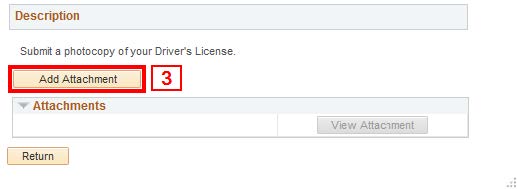 Within the description section is text asking to submit a photocopy of your Driver's license using the "Add Attachment" button below.