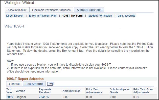 The selection page. There are two tabs, one titled "General" and one titled "Box Amount".