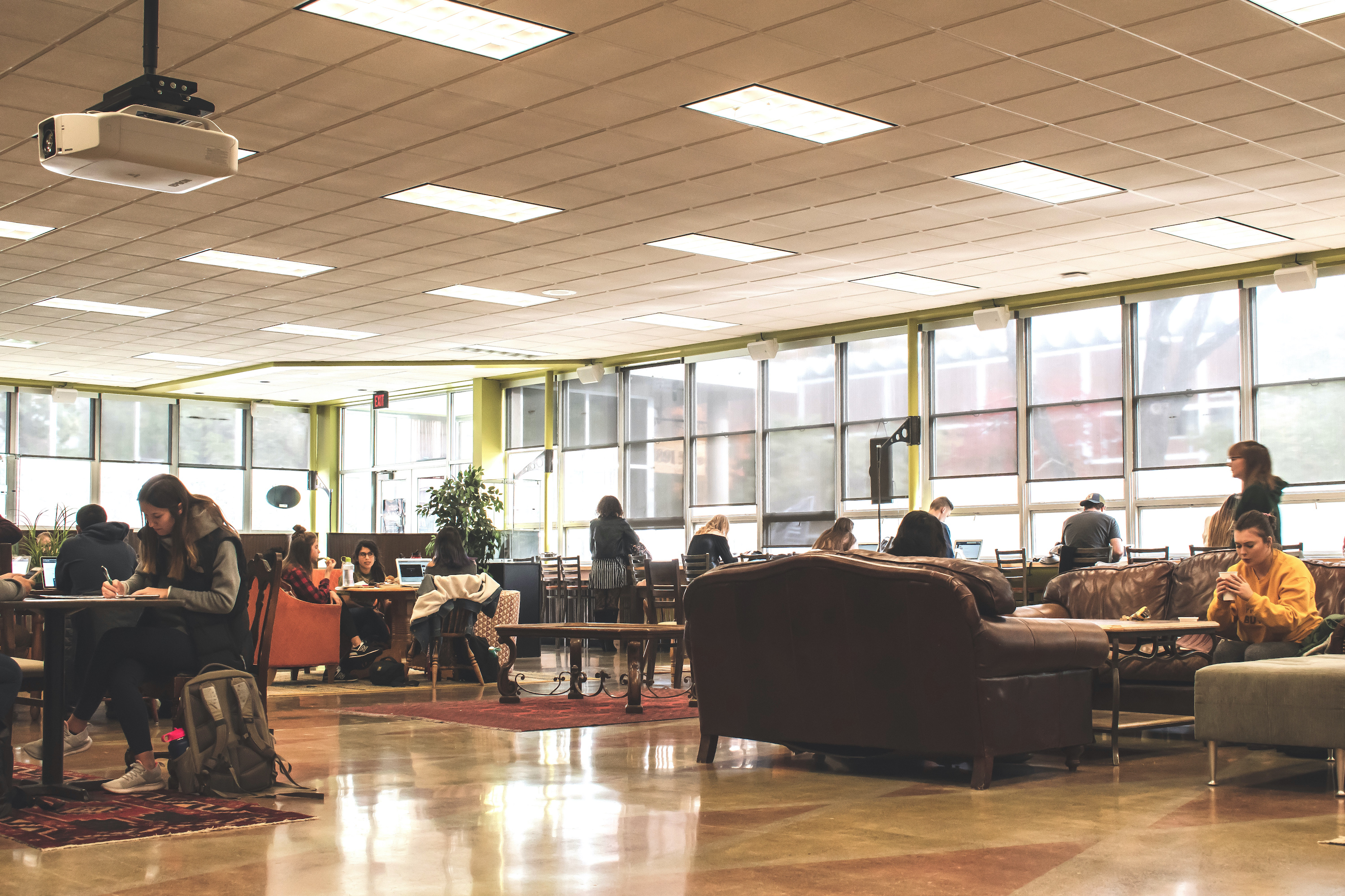 Students refueling and relaxing in the bistro