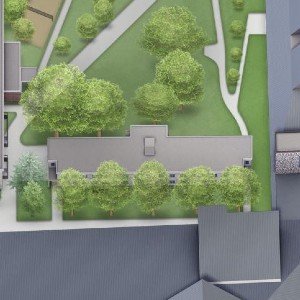 An aerial view of Wilson Hall
