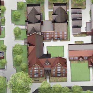 An aerial view of Kamola Hall