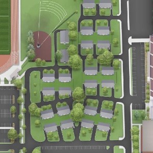 map showing the location of Wahle Apartments