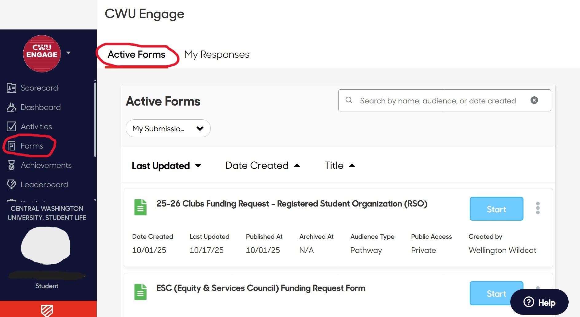 cwu engage forms